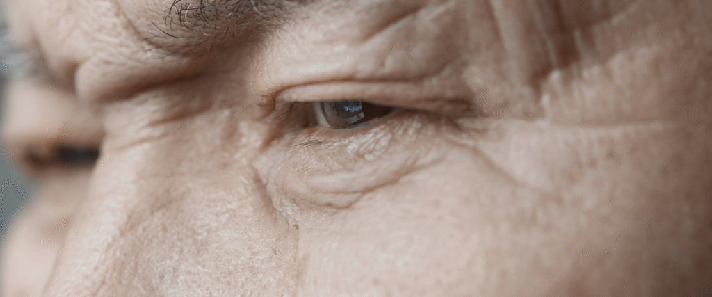 Image of the eyes of an older, more wiser leader with more years experience. 