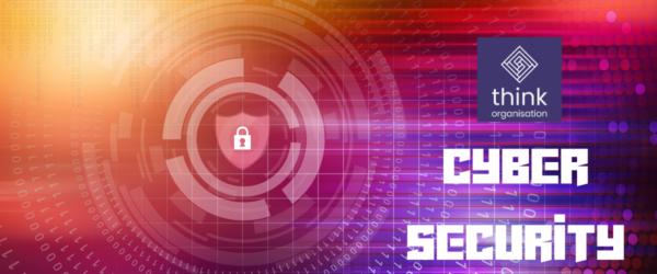 Cyber Security padlock on purple and red background